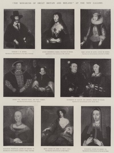 „The Monarchs of Great Britain and Ireland” w New Gallery (lito) autorstwa English School