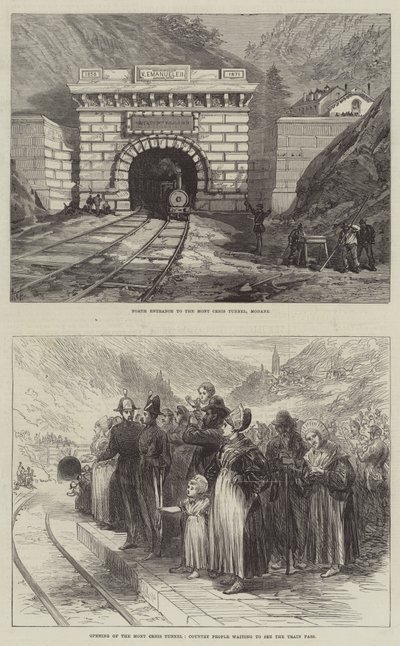 Tunel Mont Cenis (grawerowanie) autorstwa English School