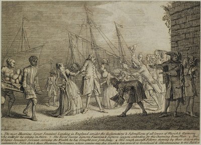 Najsłynniejszy Signor Senesinos Lądujący w Anglii, ok. 1726 autorstwa English School
