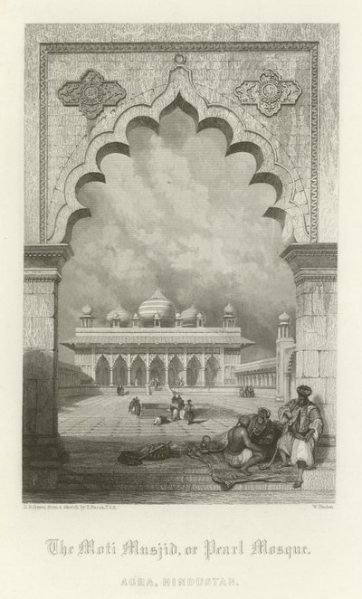 Moti Masjid, czyli Meczet Perłowy, Agra, Indie autorstwa English School
