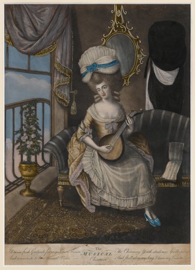 Musical Charmer, 1780 (ręcznie kolorowana mezzotinta) autorstwa English School