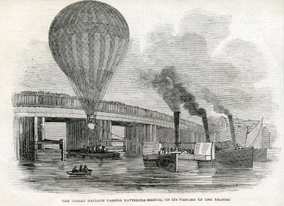 Balon Nassau mijając Battersea Bridge autorstwa English School