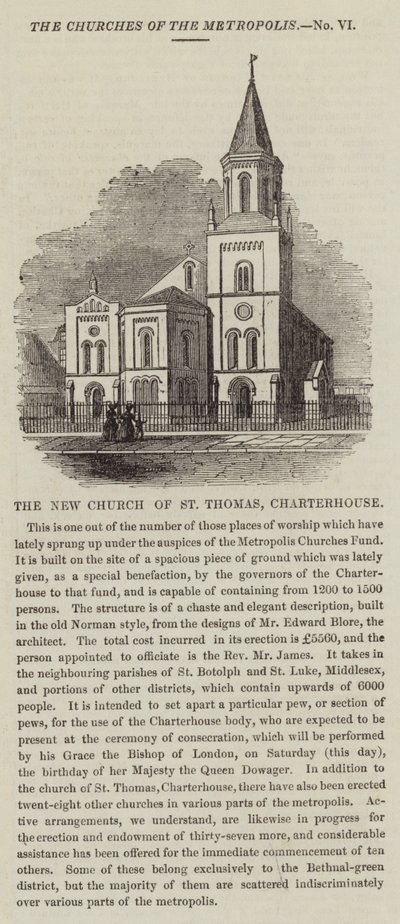 Nowy kościół św. Tomasza, Charterhouse (rycina) autorstwa English School