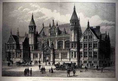 Nowe sądy w Birmingham, których kamień węgielny został położony przez królową, z The Illustrated London News, 26 marca 1887 autorstwa English School