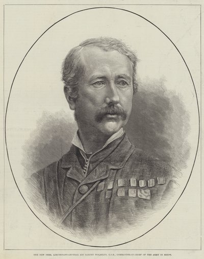 Nowy par, generał porucznik Sir Garnet Wolseley, GCB, naczelny dowódca armii w Egipcie (rycina) autorstwa English School