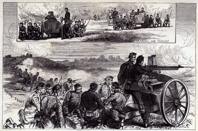 The Nordenfelt Guns w Aldershot, z Illustrated London News, wrzesień 1885 autorstwa English School
