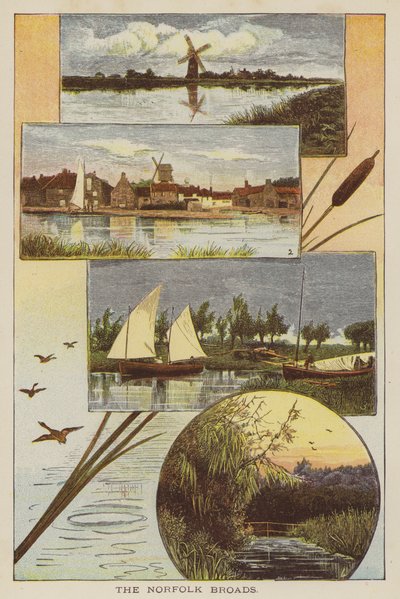 Norfolk Broads (kolorowy grawerunek) autorstwa English School