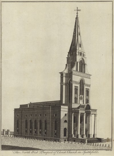 North West Prospect of Christ Church w Spitalfields w Londynie autorstwa English School