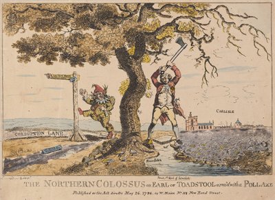 Kolos Północny lub Earl of Toadstool, wyd. 1786 (ręcznie kolorowane grawerowanie) autorstwa English School