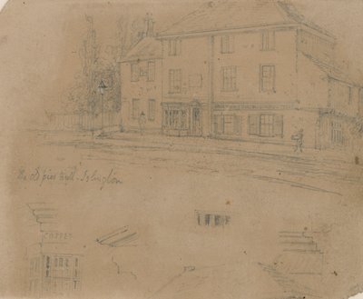 The Old Pied Bull Inn, Islington (atrament na papierze) autorstwa English School