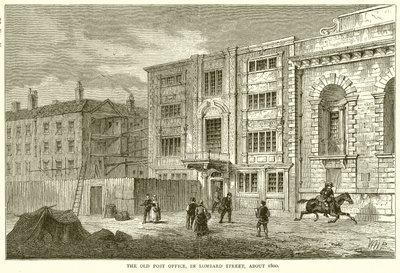 Stara Poczta, przy Lombard Street, około 1800 autorstwa English School