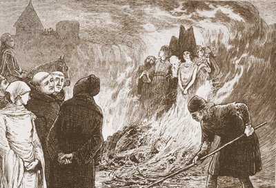 Męczennicy z Orleanu, ilustracja z „Historii protestantyzmu” Jamesa Aitkena Wylie (1808-1890), wyd. 1878 (grawerowanie) autorstwa English School