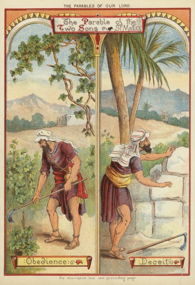 Przypowieści Chrystusa: przypowieść o dwóch synach (chromolitho) autorstwa English School