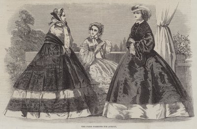 Paris Fashions na sierpień (grawerowanie) autorstwa English School