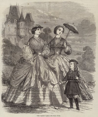 Paris Fashions na czerwiec (grawerowanie) autorstwa English School