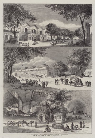 Paryski Targ Wina (grawerowanie) autorstwa English School