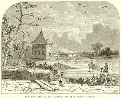 Pest House i Plague Pit w Finsbury Fields autorstwa English School