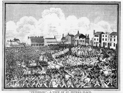 Masakra w Peterloo, widok na plac św. Piotra autorstwa English School