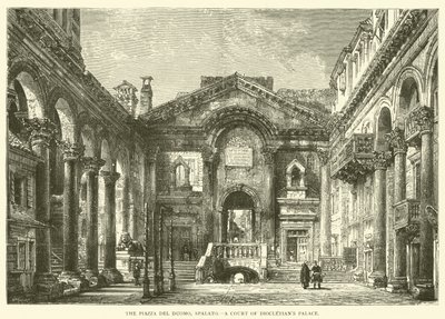 Piazza del Duomo, Spalato, Dziedziniec Pałacu Dioklecjana (rycina) autorstwa English School