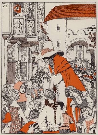 The Pied Piper (kolorowa litografia) autorstwa English School
