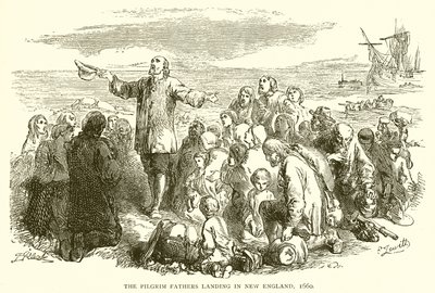 Ojcowie pielgrzymi lądujący w Nowej Anglii, 1660 autorstwa English School
