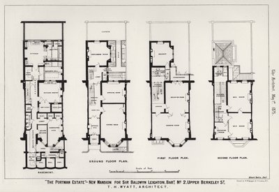 „The Portman Estate”, nowa rezydencja sir Baldwyna Leightona, Baronet, nr 2, Upper Berkeley Street (rycina) autorstwa English School