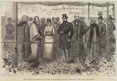 Książę i księżna Walii w Hastings, otwarcie Alexandra Park (rycina) autorstwa English School