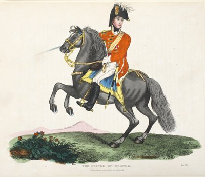Książę Orange, wyd. Richard Evans, inż Romney, ilustracja z Historycznego sprawozdania z bitwy pod Waterloo autorstwa Williama Mudforda, 1816 autorstwa English School