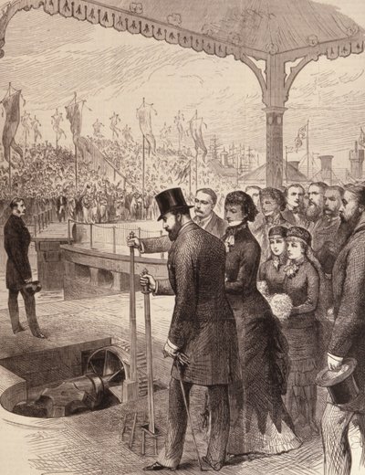 Książę Walii otwiera New North Docks w Liverpoolu, z The Illustrated London News, 17 września 1881 r autorstwa English School