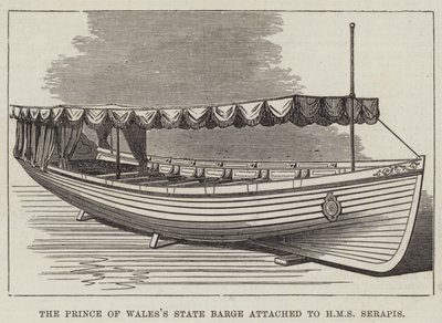 Barka Stanowa Księcia Walii dołączona do HMS Serapis (rycina) autorstwa English School