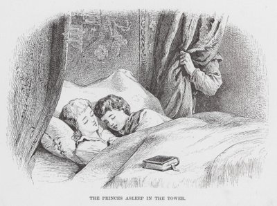Książęta śpiący w wieży (rycina) autorstwa English School