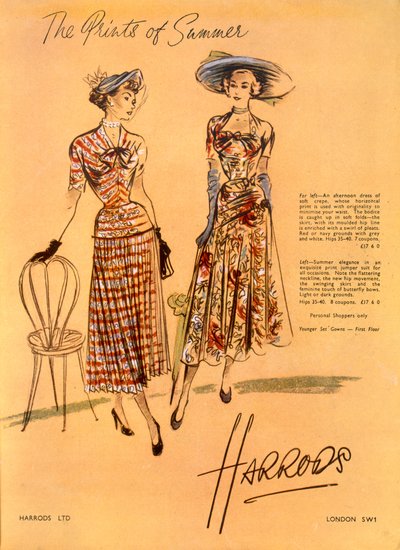 The Prints of Summer, z Harrods Ltd czerwiec 1948 autorstwa English School