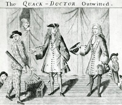 The Quack Doctor Outwitted, opublikowany przez Suttona Nicholsa, 1558 autorstwa English School