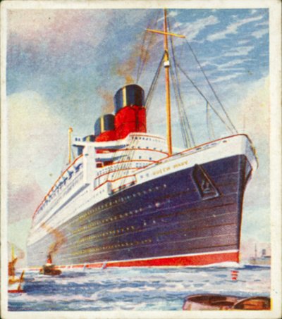 "Queen Mary" (kolorowa litografia) autorstwa English School
