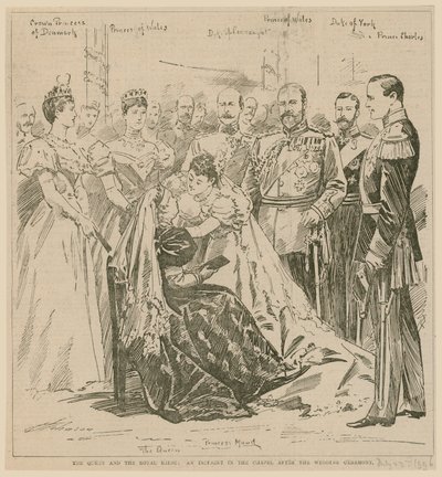 Królowa i Królewska Oblubienica, incydent w kaplicy po ceremonii zaślubin, 23 lipca 1896 r. autorstwa English School