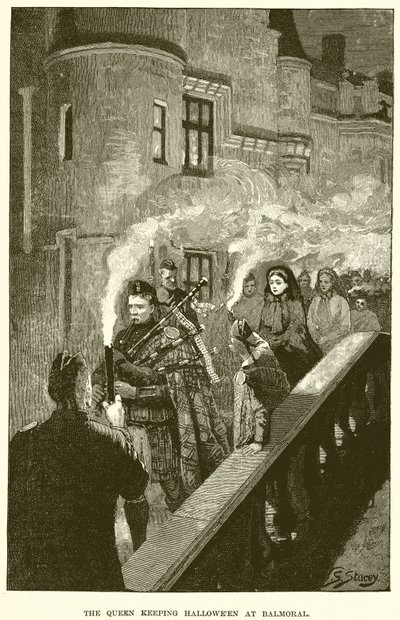 Królowa trzymająca Halloween w Balmoral autorstwa English School