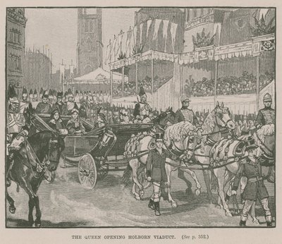 Królowa otwierająca wiadukt Holborn w Londynie autorstwa English School