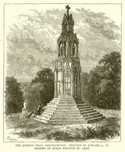 Krzyż Queens, Northampton. Wzniesiony przez Edwarda I ku pamięci królowej Eleonory (zm. 1290) autorstwa English School