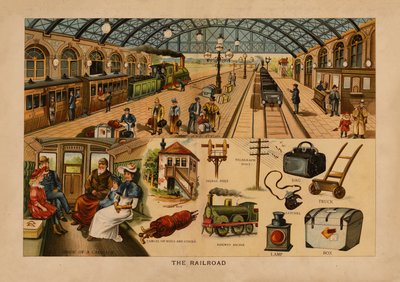The Railroad (kolorowa litografia) autorstwa English School