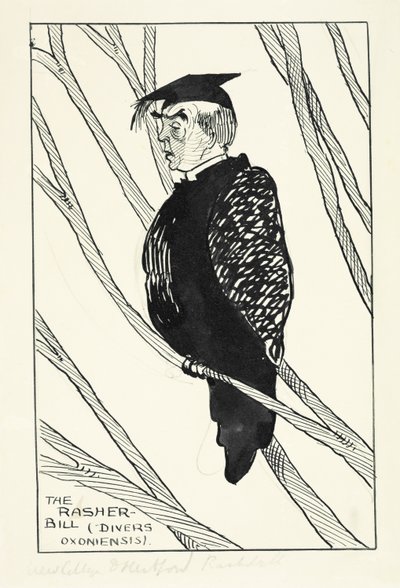 The Rasher-Bill (Divers Oxoniensis): Hastings Rashdall (1858-1924) (pióro, atrament i ołówek na papierze) autorstwa English School
