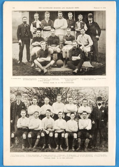 Ravensbourne i The Connaught, drużyny piłkarskie przedstawione w The Illustrated Sporting and Dramatic News, 13 lutego 1892 autorstwa English School