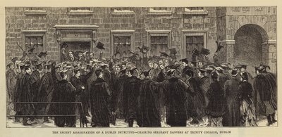 Niedawne zabójstwo detektywa z Dublina, przewodniczącego sierżanta Danversa w Trinity College w Dublinie autorstwa English School