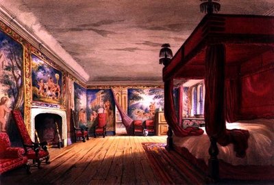 Pokój Czerwony, Cotehele House, ok. 1830-40 (kolor lito) autorstwa English School