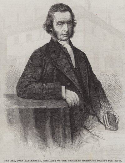 Wielebny John Rattenbury, prezes Wesleyan Methodist Society w latach 1861-62 (grawerowanie) autorstwa English School