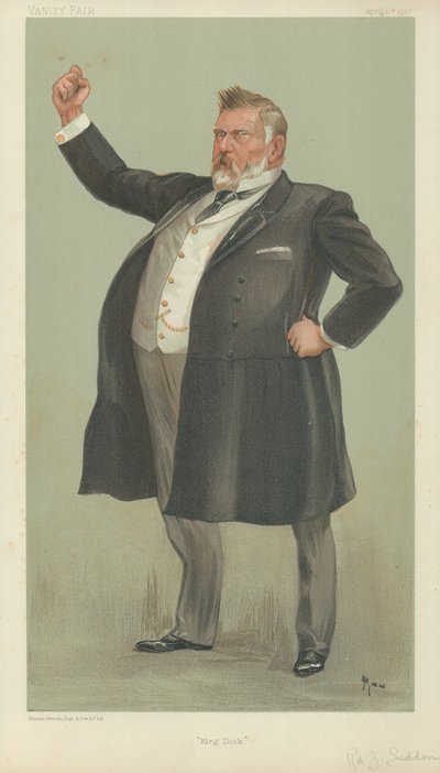 The Right Hon Richard John Seddon, King Dick, 17 kwietnia 1902, komiks Vanity Fair autorstwa English School