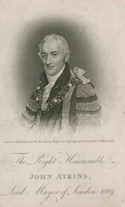Szanowny John Atkins, burmistrz Londynu 1819 r autorstwa English School