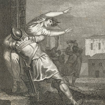 Rzymianie porywający Sabinki, by mieć je za żony (rycina) autorstwa English School