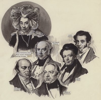 Rodzina Rothschildów (gwasz na papierze) autorstwa English School