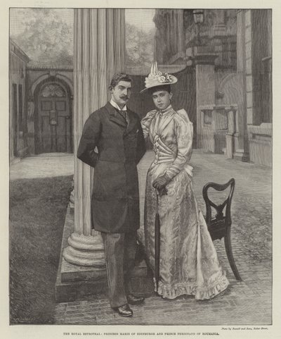 Królewska Zaręczyna, księżniczka Marie z Edynburga i książę Ferdynand z Rumunii (rycina) autorstwa English School