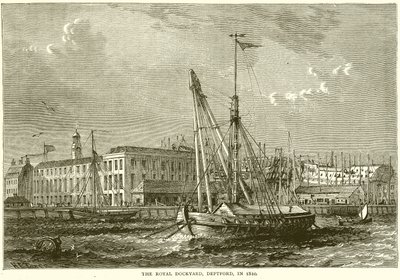 Stocznia Królewska, Deptford, w 1810 r. autorstwa English School